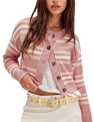 Zontroldy Womens 2025 Spring Fall Casual Cropped Cardigan